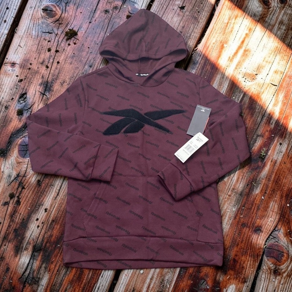 Reebok Youth Boys Size M 10-12 Hoodie Sweatshirt Maroon Chenille Logo NWT